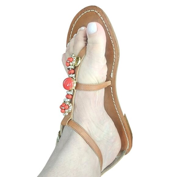 Ivanka Trump Genuine Leather Coral Sparkly Embellished Sandals 9M - Picture 13 of 15